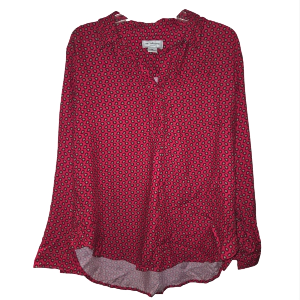 Liz Claiborne Red Paisley High Low Blouse